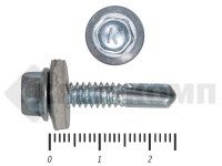 Саморез кровельный цинк, с шайбой EPDM, 5,5х 25 К КРЕП-КОМП (30шт)